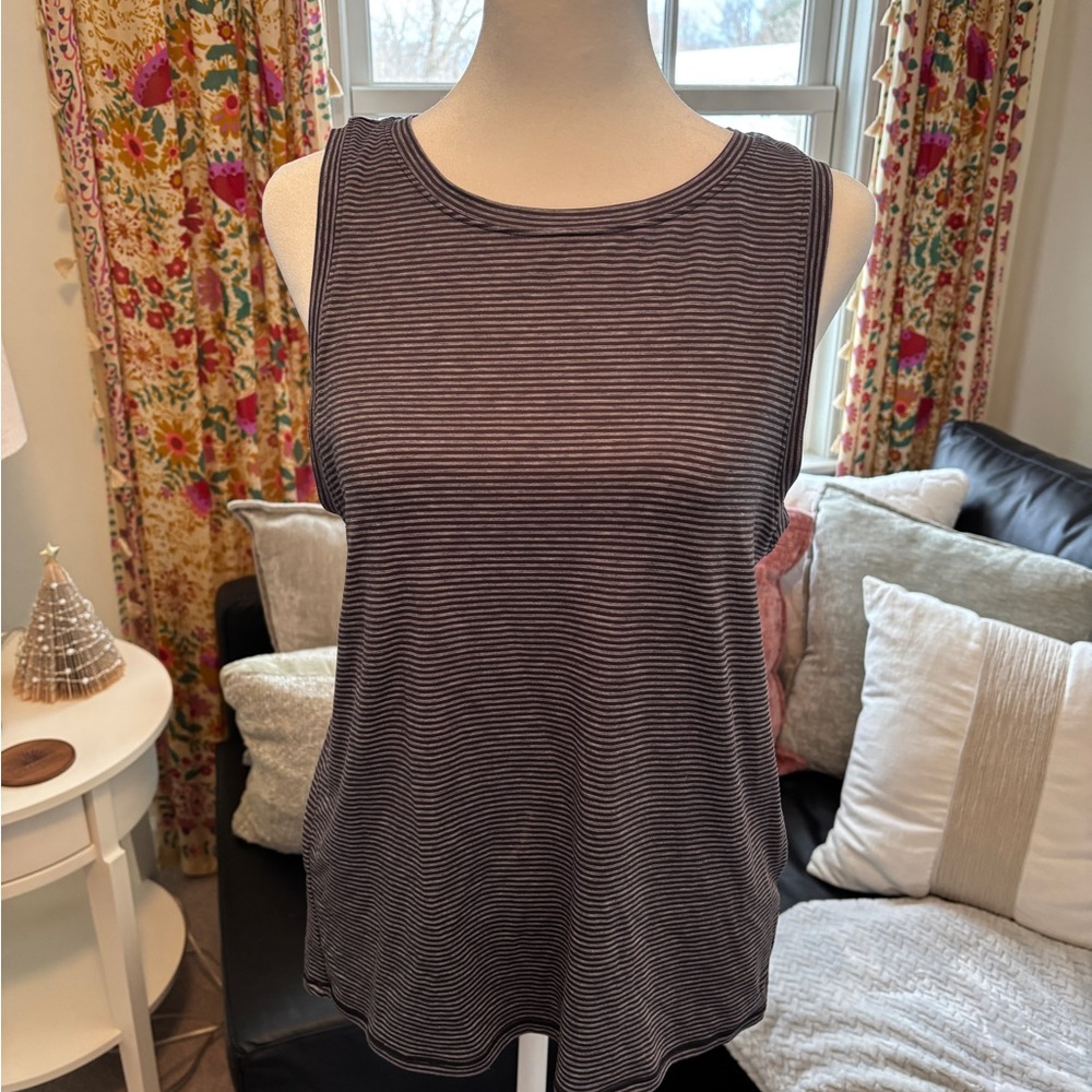 Zella Black and Gray Striped Tank Top
